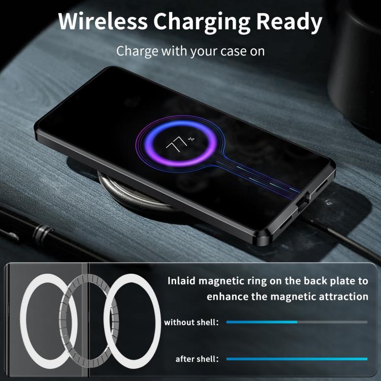 For Samsung Galaxy S25 5G MagSafe Magnetic Frosted Metal Phone Case(Black) - Galaxy S25 5G Cases by buy2fix | Online Shopping UK | buy2fix