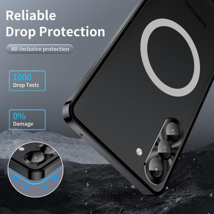 For Samsung Galaxy S25 5G MagSafe Magnetic Frosted Metal Phone Case(Black) - Galaxy S25 5G Cases by buy2fix | Online Shopping UK | buy2fix