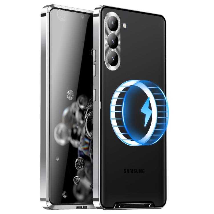 For Samsung Galaxy S25 5G MagSafe Magnetic Frosted Metal Phone Case(Silver) - Galaxy S25 5G Cases by buy2fix | Online Shopping UK | buy2fix
