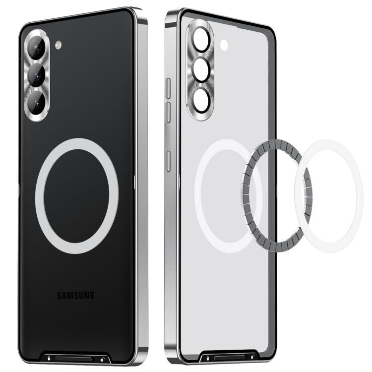 For Samsung Galaxy S25 5G MagSafe Magnetic Frosted Metal Phone Case(Silver) - Galaxy S25 5G Cases by buy2fix | Online Shopping UK | buy2fix