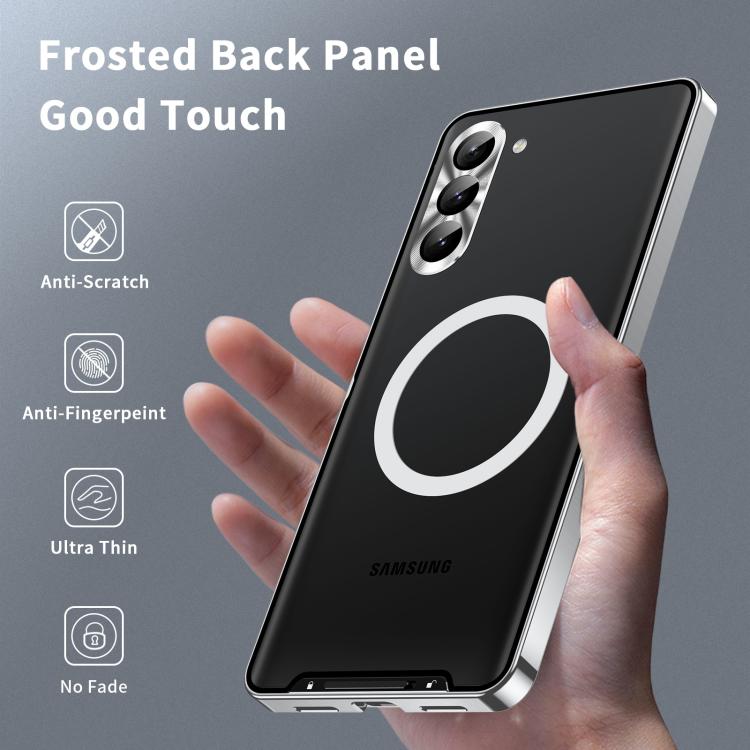 For Samsung Galaxy S25 5G MagSafe Magnetic Frosted Metal Phone Case(Silver) - Galaxy S25 5G Cases by buy2fix | Online Shopping UK | buy2fix
