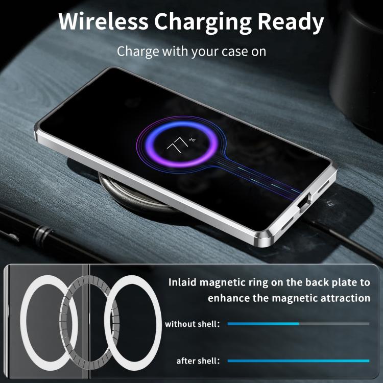 For Samsung Galaxy S25 5G MagSafe Magnetic Frosted Metal Phone Case(Silver) - Galaxy S25 5G Cases by buy2fix | Online Shopping UK | buy2fix