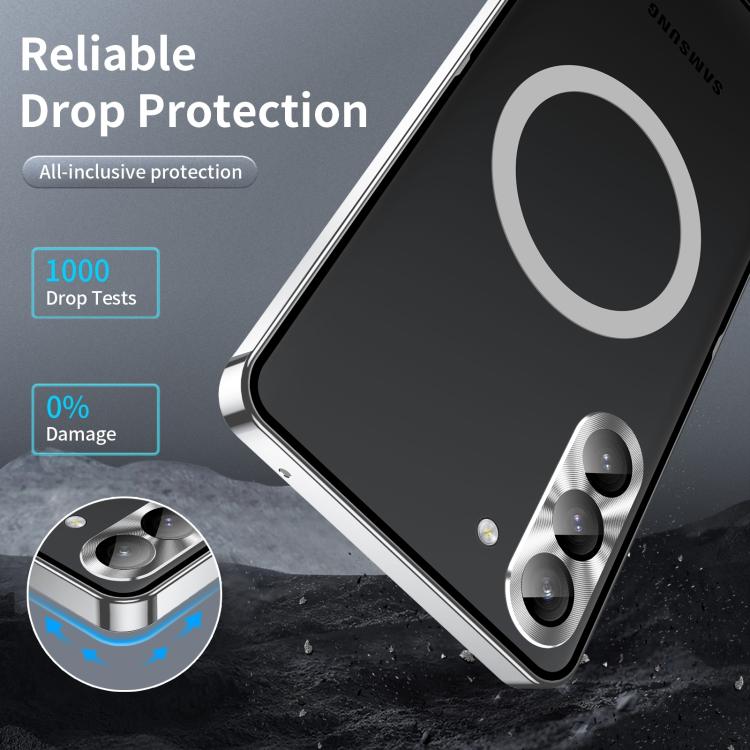 For Samsung Galaxy S25 5G MagSafe Magnetic Frosted Metal Phone Case(Silver) - Galaxy S25 5G Cases by buy2fix | Online Shopping UK | buy2fix