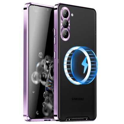 For Samsung Galaxy S25 5G MagSafe Magnetic Frosted Metal Phone Case(Purple) - Galaxy S25 5G Cases by buy2fix | Online Shopping UK | buy2fix