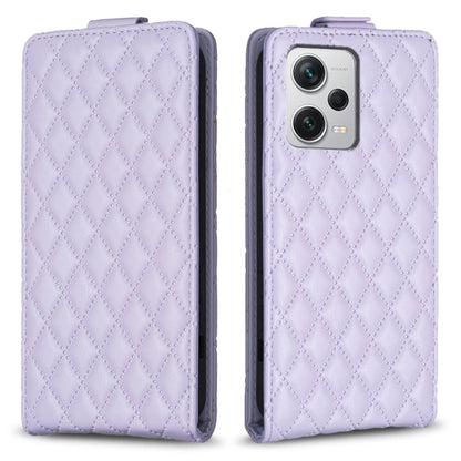 For Redmi Note 12 Pro+ Global Diamond Lattice Vertical Flip Leather Phone Case(Purple) - Xiaomi Cases by buy2fix | Online Shopping UK | buy2fix