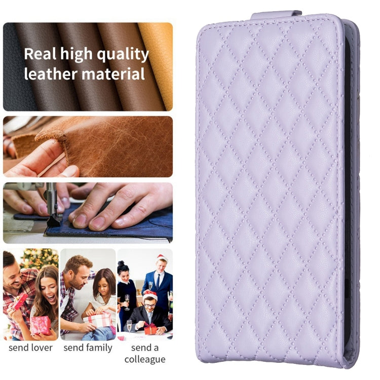 For Redmi Note 12 Pro+ Global Diamond Lattice Vertical Flip Leather Phone Case(Purple) - Xiaomi Cases by buy2fix | Online Shopping UK | buy2fix