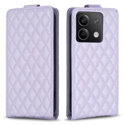 For Xiaomi Redmi Note 13 4G Global Diamond Lattice Vertical Flip Leather Phone Case(Purple) - Note 13 Cases by buy2fix | Online Shopping UK | buy2fix