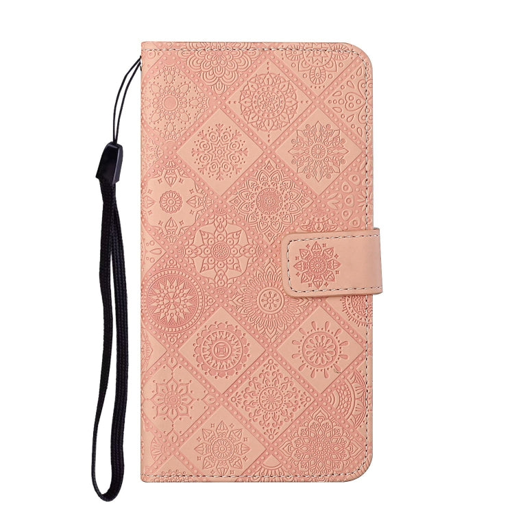 For iPhone 16 Pro Max Ethnic Style Embossed Pattern Leather Phone Case(Pink) by buy2fix