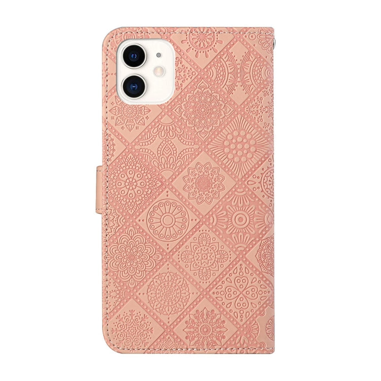 For iPhone 16 Pro Max Ethnic Style Embossed Pattern Leather Phone Case(Pink) by buy2fix