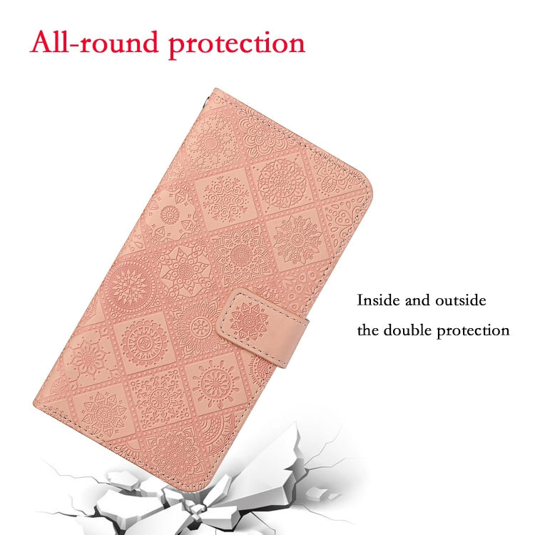 For iPhone 16 Pro Max Ethnic Style Embossed Pattern Leather Phone Case(Pink) by buy2fix