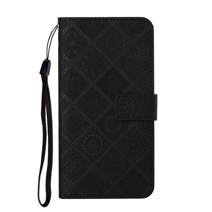 For iPhone 16 Plus Ethnic Style Embossed Pattern Leather Phone Case(Black) by buy2fix