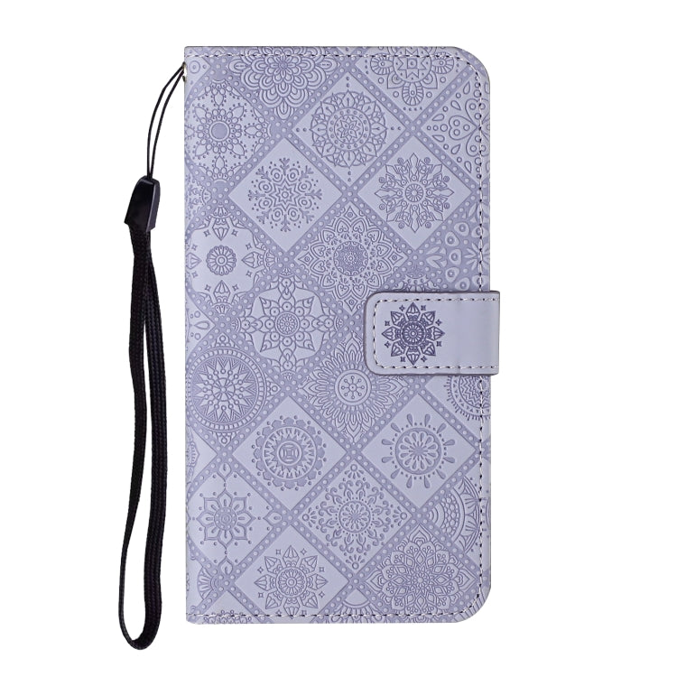 For iPhone 16 Plus Ethnic Style Embossed Pattern Leather Phone Case(Purple) by buy2fix