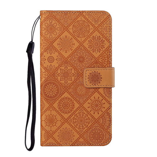 For iPhone 16 Ethnic Style Embossed Pattern Leather Phone Case(Brown) by buy2fix