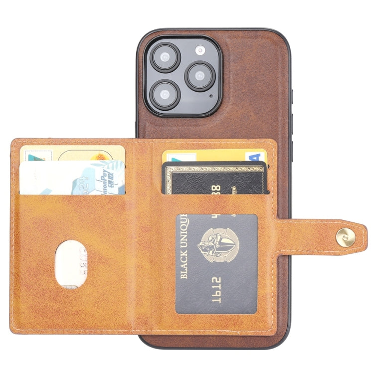 For iPhone 16 Pro Calfskin Card Slot TPU Hybrid PU Phone Case(Brown) by buy2fix