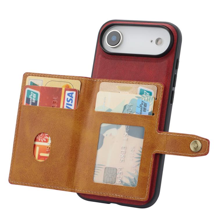 For iPhone Air Calfskin Card Slot TPU Hybrid PU Phone Case(Red) - iPhone Air Cases by buy2fix | Online Shopping UK | buy2fix