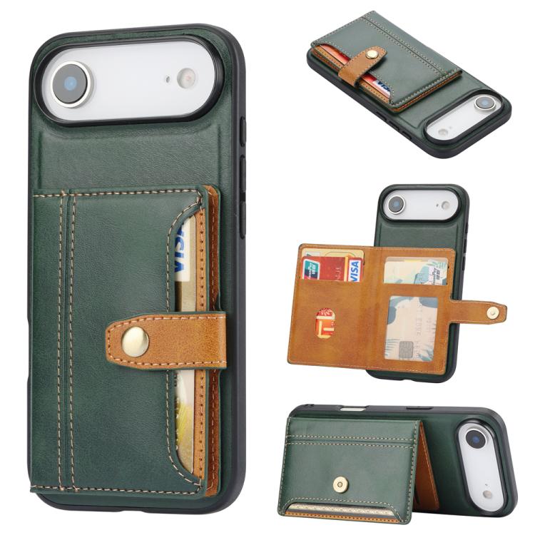 For iPhone Air Calfskin Card Slot TPU Hybrid PU Phone Case(Green) - iPhone Air Cases by buy2fix | Online Shopping UK | buy2fix