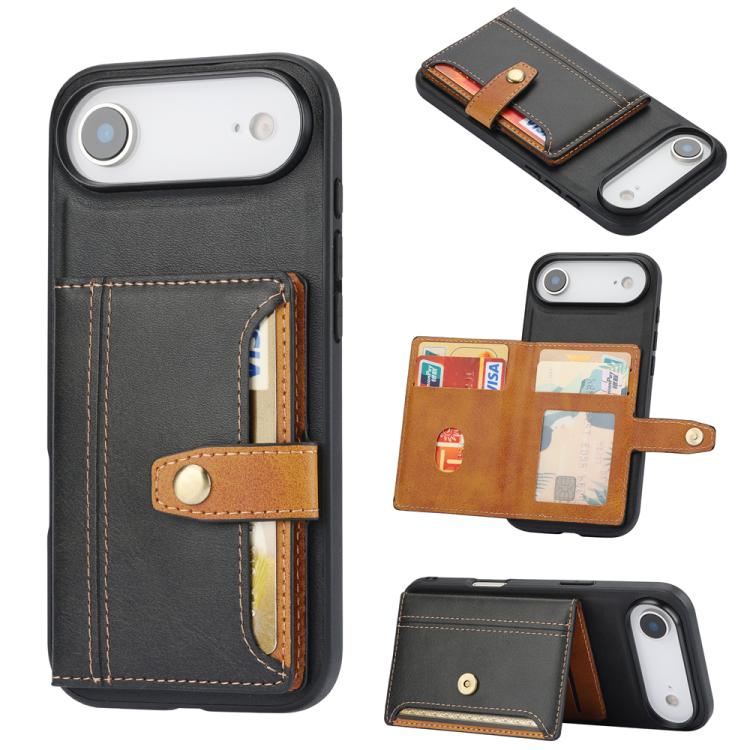 For iPhone Air Calfskin Card Slot TPU Hybrid PU Phone Case(Black) - iPhone Air Cases by buy2fix | Online Shopping UK | buy2fix