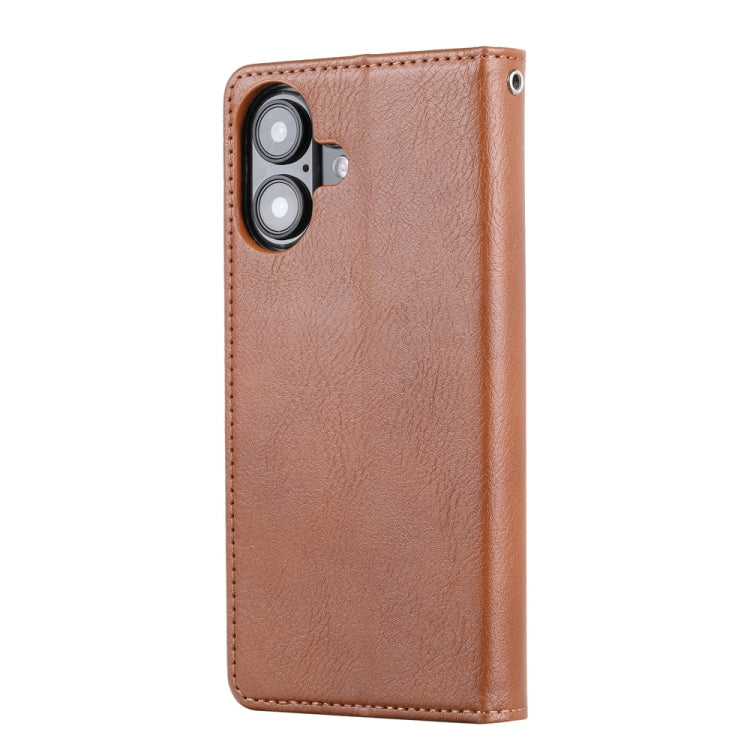 For iPhone 16 Plus Knead Skin Texture Flip Leather Phone Case(Brown) by buy2fix