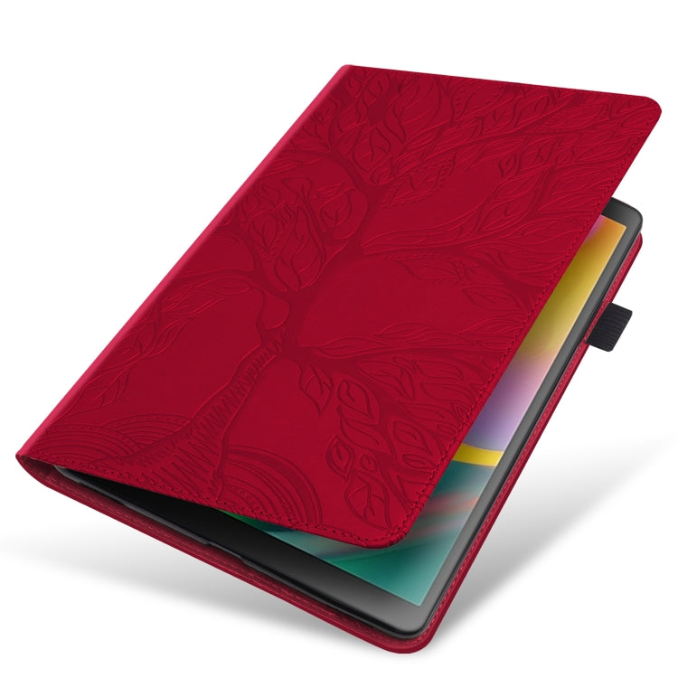 For Samsung Galaxy Tab S9 / S8 / S7 Life Tree Series Horizontal Flip Leather Tablet Case(Red) - Galaxy Tab S8 Cases by buy2fix | Online Shopping UK | buy2fix