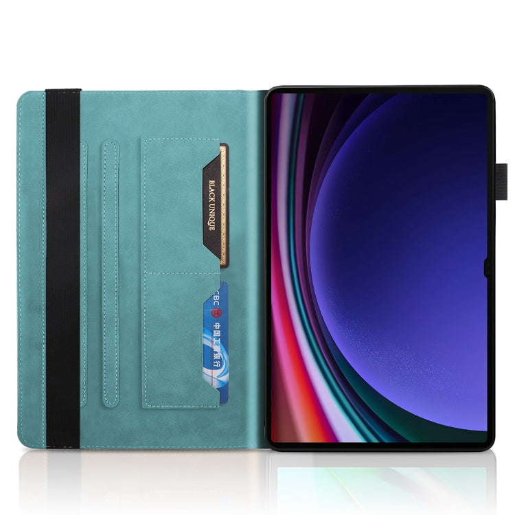 For Samsung Galaxy Tab S9 Ultra Life Tree Series Horizontal Flip Leather Tablet Case(Lake Blue) - Galaxy Tab S9 Ultra Cases by buy2fix | Online Shopping UK | buy2fix