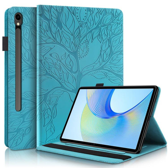 For Samsung Galaxy Tab S10 FE+ Life Tree Series Horizontal Flip Leather Tablet Case(Lake Blue)