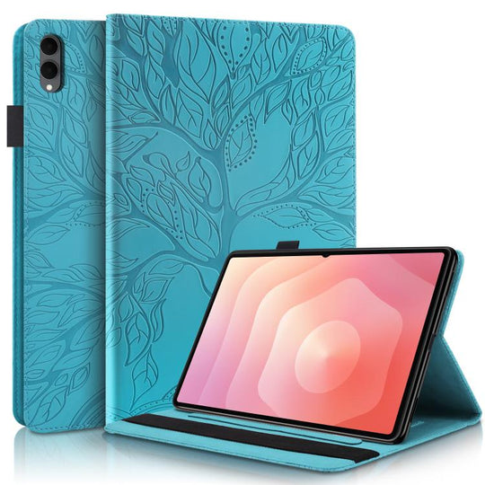 For Samsung Galaxy Tab S11 Ultra Life Tree Series Horizontal Flip Leather Tablet Case(Lake Blue)