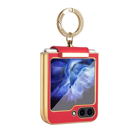 For Samsung Galaxy Z Flip5 Colorful PU Phone Case with Ring Holder(Red) - Galaxy Z Flip5 Cases by buy2fix | Online Shopping UK | buy2fix