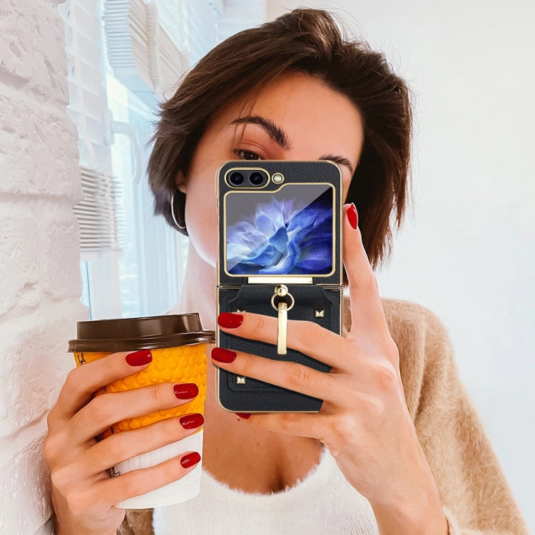 For Samsung Galaxy Z Flip5 Colorful PU Phone Case with Ring Holder(Red) - Galaxy Z Flip5 Cases by buy2fix | Online Shopping UK | buy2fix