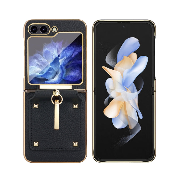 For Samsung Galaxy Z Flip5 Colorful PU Phone Case with Ring Holder(Orange) - Galaxy Z Flip5 Cases by buy2fix | Online Shopping UK | buy2fix