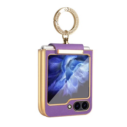 For Samsung Galaxy Z Flip7 FE / Flip6 Colorful PU Phone Case with Ring Holder(Purple) - Galaxy Z Flip6 5G Cases by buy2fix | Online Shopping UK | buy2fix