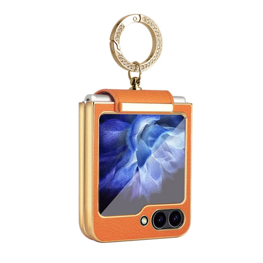 For Samsung Galaxy Z Flip6 Colorful PU Phone Case with Ring Holder(Orange) - Galaxy Z Flip6 5G Cases by buy2fix | Online Shopping UK | buy2fix
