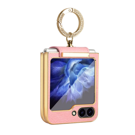 For Samsung Galaxy Z Flip7 FE / Flip6 Colorful PU Phone Case with Ring Holder(Pink)