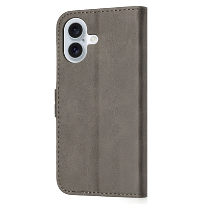 For iPhone 16 Embossed Happy Cat Pattern Flip Leather Phone Case(Grey) by buy2fix