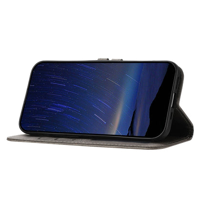 For iPhone 16 Embossed Happy Cat Pattern Flip Leather Phone Case(Grey) by buy2fix