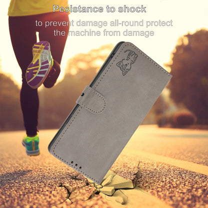 For iPhone 16 Embossed Happy Cat Pattern Flip Leather Phone Case(Grey) by buy2fix