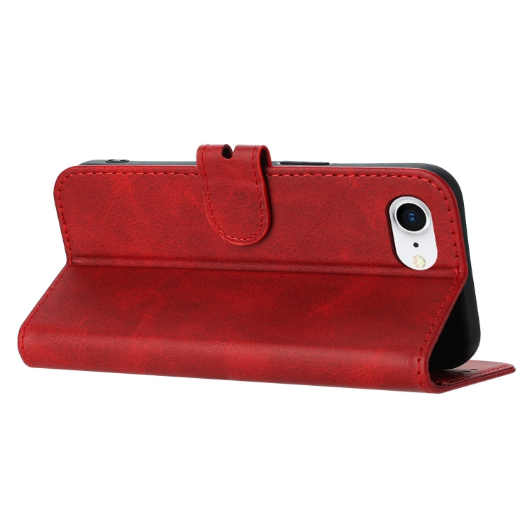 For iPhone 16e Embossed Happy Cat Pattern Flip Leather Phone Case(Red) by buy2fix