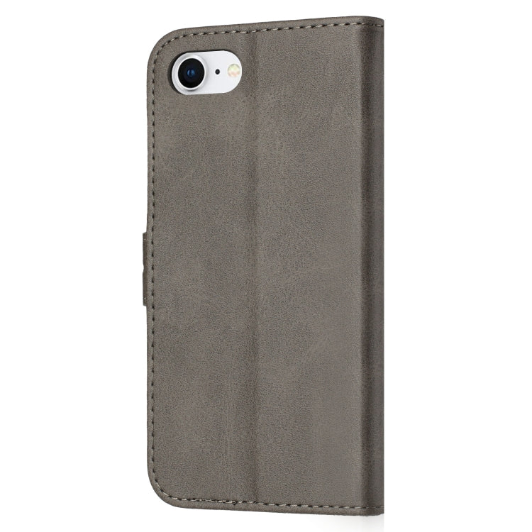 For iPhone 16e Embossed Happy Cat Pattern Flip Leather Phone Case(Grey) by buy2fix