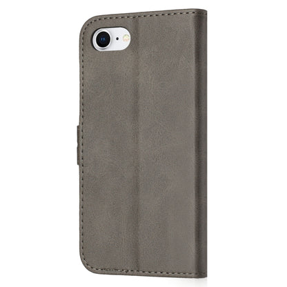 For iPhone 16e Embossed Happy Cat Pattern Flip Leather Phone Case(Grey) by buy2fix