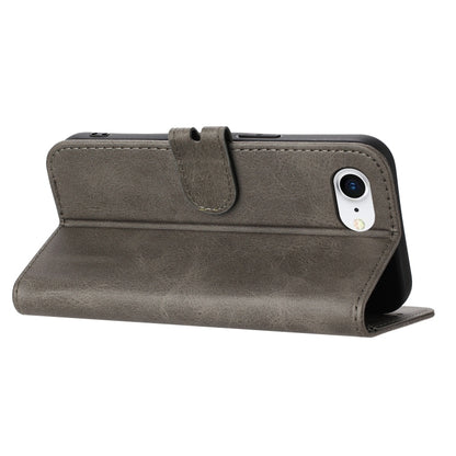 For iPhone 16e Embossed Happy Cat Pattern Flip Leather Phone Case(Grey) by buy2fix