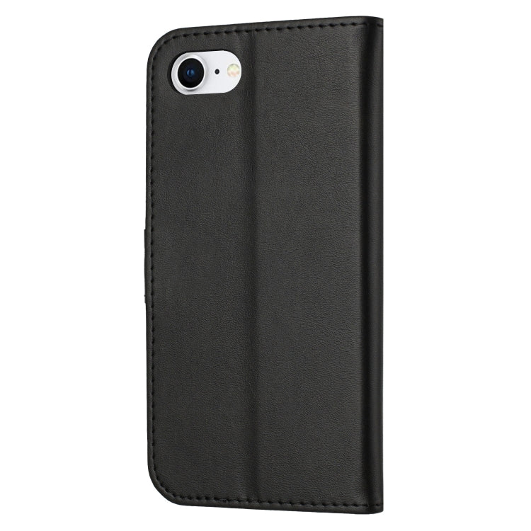 For iPhone 16e Embossed Happy Cat Pattern Flip Leather Phone Case(Black) by buy2fix