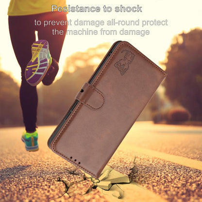 For iPhone Air Embossed Happy Cat Pattern Flip Leather Phone Case(Brown) - iPhone Air Cases by buy2fix | Online Shopping UK | buy2fix