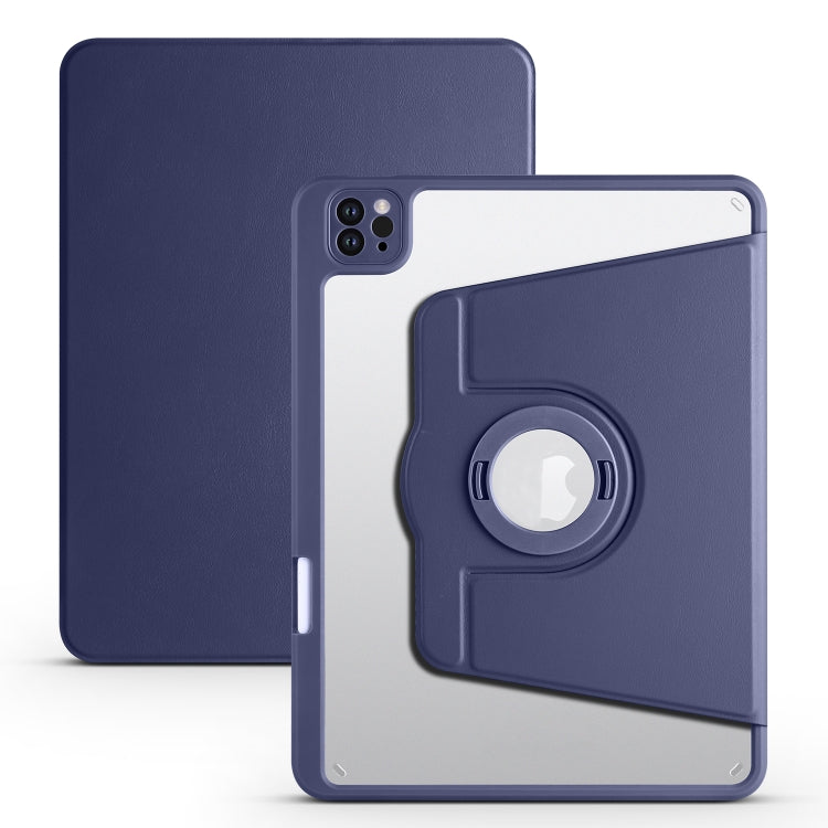 For iPad Pro 11 2022 / Air 10.9 2022 Acrylic 360 Rotation Detachable Leather Tablet Case(Dark Blue) - iPad Pro 11 (2022/2021) Cases by buy2fix | Online Shopping UK | buy2fix