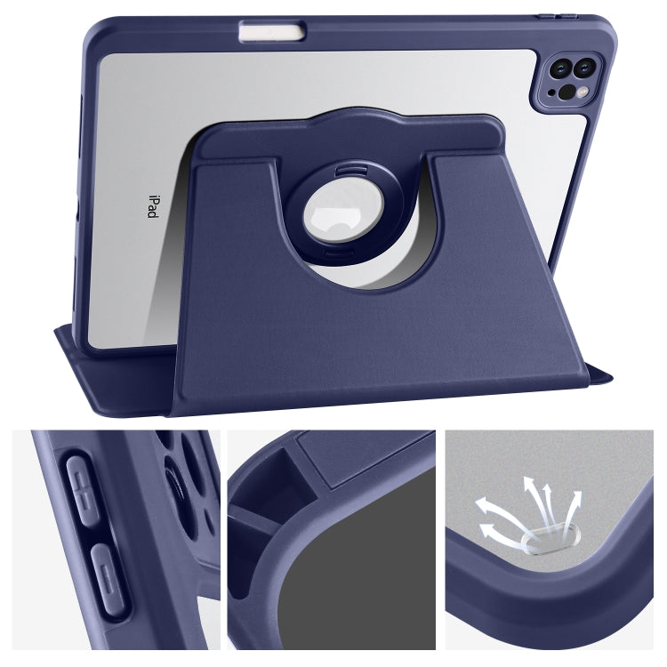 For iPad Pro 11 2022 / Air 10.9 2022 Acrylic 360 Rotation Detachable Leather Tablet Case(Dark Blue) - iPad Pro 11 (2022/2021) Cases by buy2fix | Online Shopping UK | buy2fix