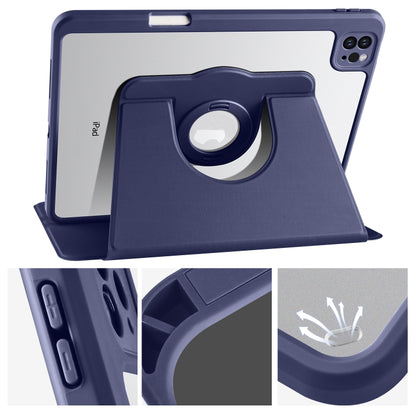 For iPad Pro 11 2022 / Air 10.9 2022 Acrylic 360 Rotation Detachable Leather Tablet Case(Dark Blue) - iPad Pro 11 (2022/2021) Cases by buy2fix | Online Shopping UK | buy2fix