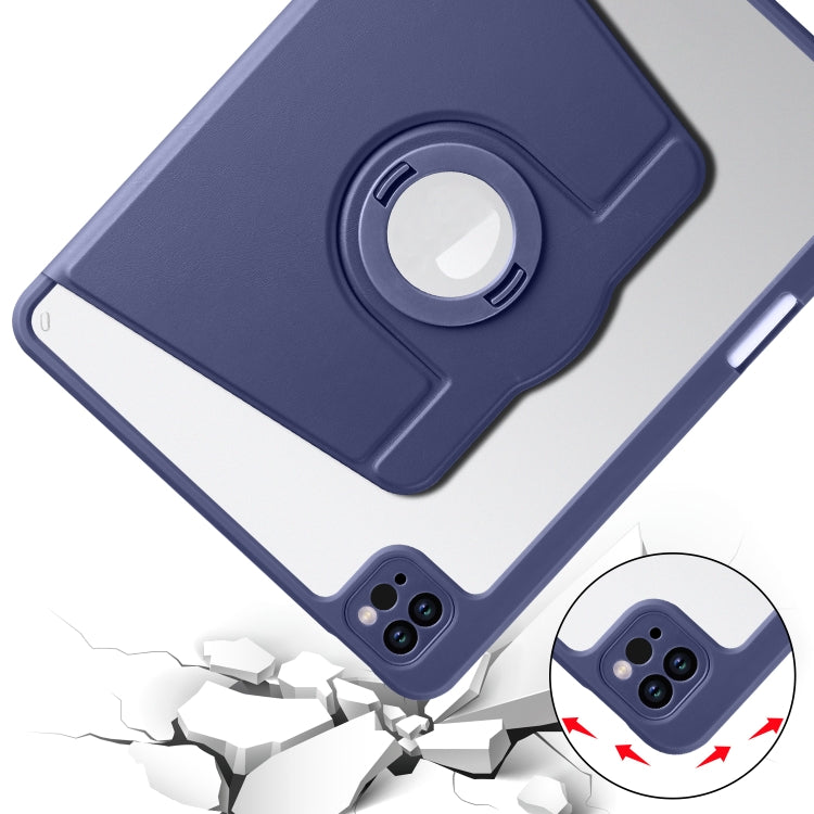 For iPad Pro 11 2022 / Air 10.9 2022 Acrylic 360 Rotation Detachable Leather Tablet Case(Dark Blue) - iPad Pro 11 (2022/2021) Cases by buy2fix | Online Shopping UK | buy2fix