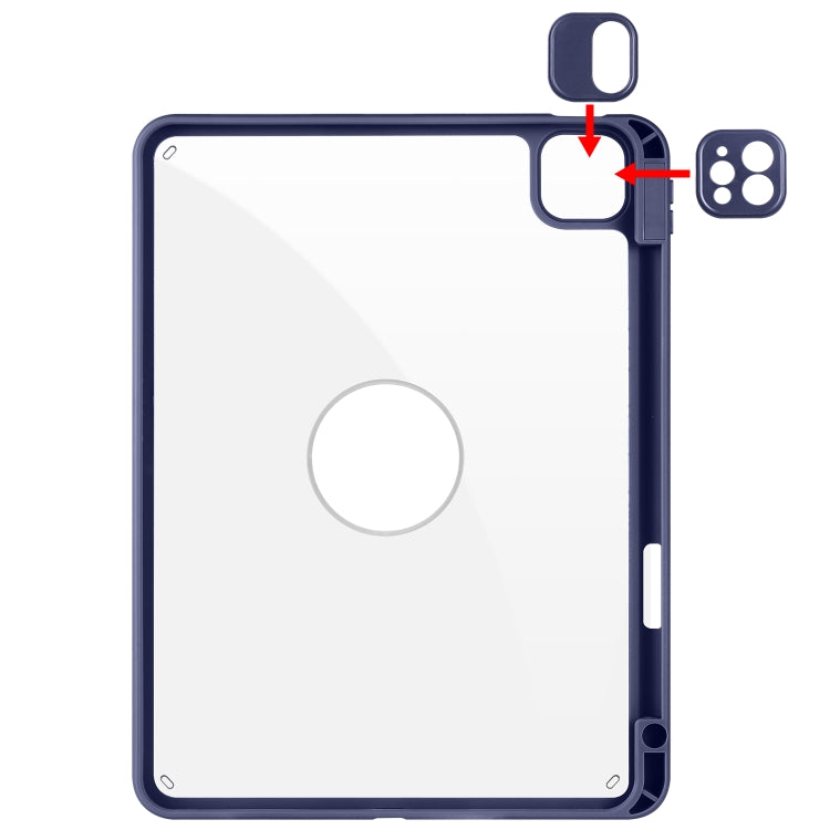 For iPad Pro 11 2022 / Air 10.9 2022 Acrylic 360 Rotation Detachable Leather Tablet Case(Dark Blue) - iPad Pro 11 (2022/2021) Cases by buy2fix | Online Shopping UK | buy2fix