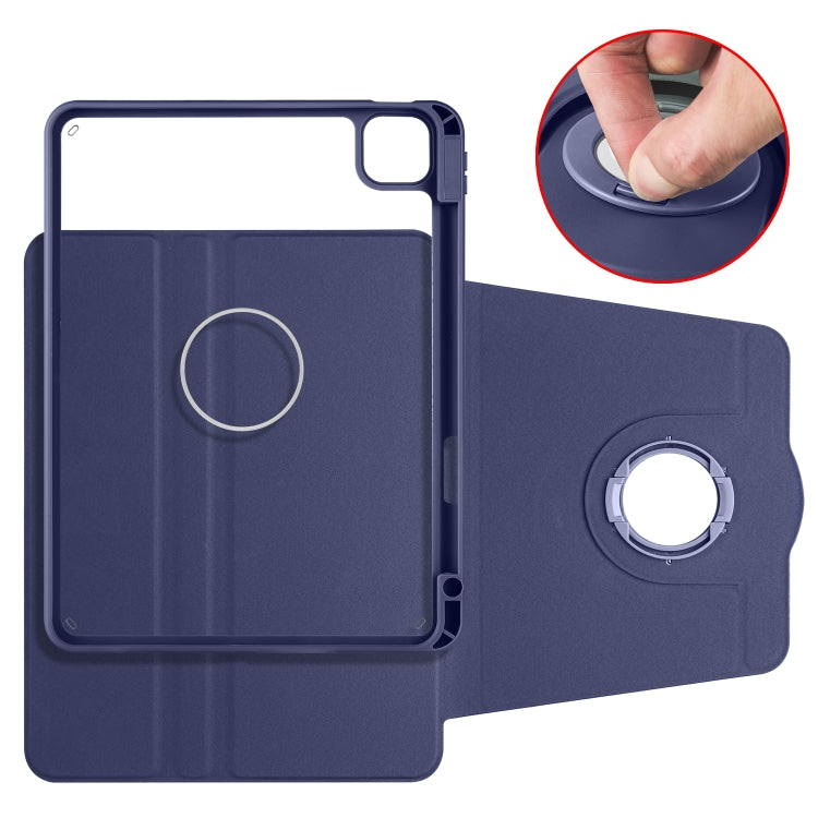 For iPad Pro 11 2022 / Air 10.9 2022 Acrylic 360 Rotation Detachable Leather Tablet Case(Dark Blue) - iPad Pro 11 (2022/2021) Cases by buy2fix | Online Shopping UK | buy2fix