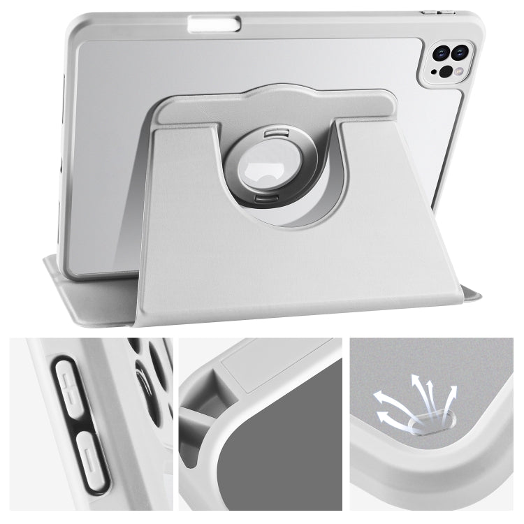 For iPad Pro 11 2022 / Air 10.9 2022 Acrylic 360 Rotation Detachable Leather Tablet Case(Grey) - iPad Pro 11 (2022/2021) Cases by buy2fix | Online Shopping UK | buy2fix
