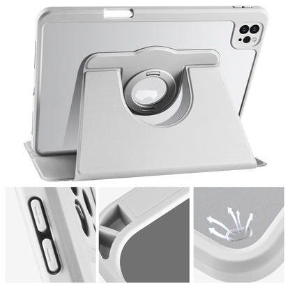 For iPad Pro 11 2022 / Air 10.9 2022 Acrylic 360 Rotation Detachable Leather Tablet Case(Grey) - iPad Pro 11 (2022/2021) Cases by buy2fix | Online Shopping UK | buy2fix