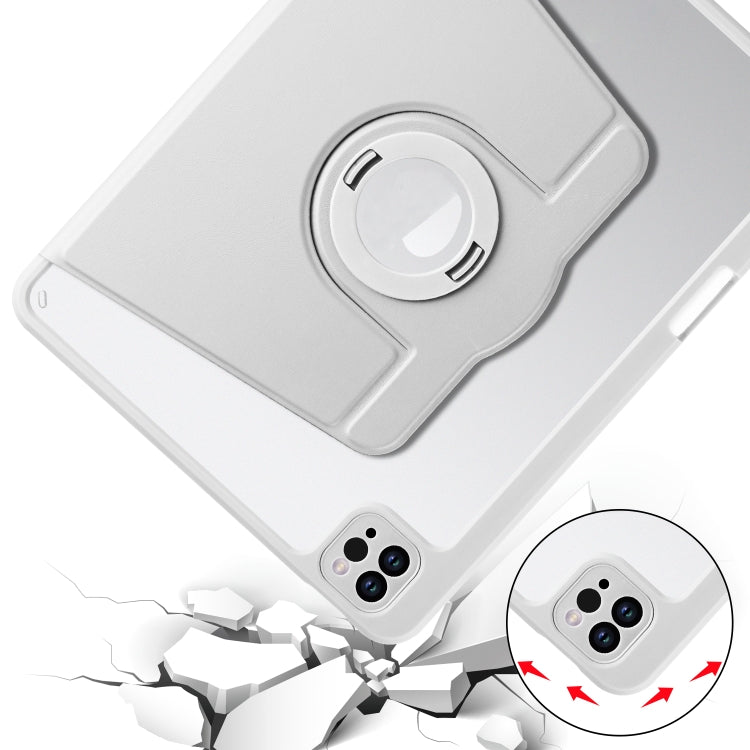 For iPad Pro 11 2022 / Air 10.9 2022 Acrylic 360 Rotation Detachable Leather Tablet Case(Grey) - iPad Pro 11 (2022/2021) Cases by buy2fix | Online Shopping UK | buy2fix